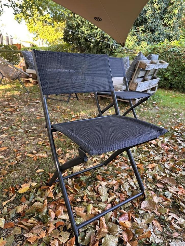 Klapstoeltje zwart, Tuin en Terras, Tuinstoelen, Zo goed als nieuw, Aluminium, Inklapbaar, Ophalen