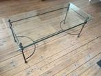 Smeedijzeren salontafel met glazen blad, Huis en Inrichting, Tafels | Salontafels, Ophalen, Gebruikt, 100 tot 150 cm, 50 tot 100 cm