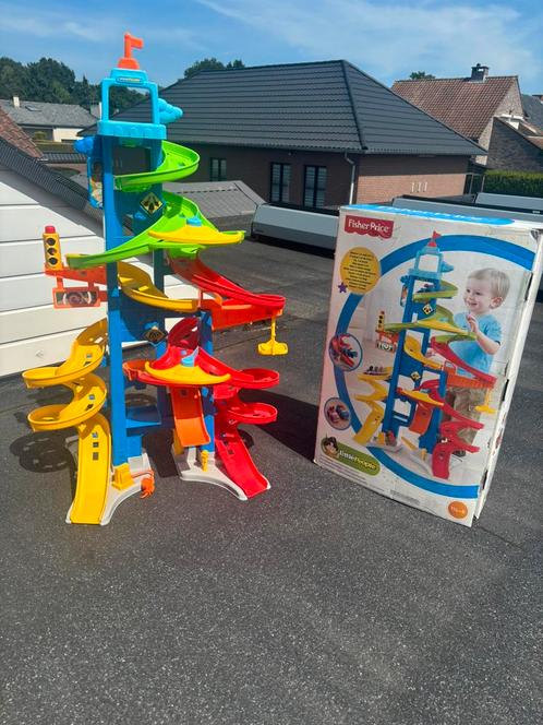 Fisher-Price Little People Garage met doos, Kinderen en Baby's, Speelgoed | Overig, Zo goed als nieuw, Ophalen