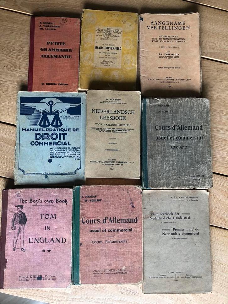 9 anciens livres scolaires (1930-1940), Antiek en Kunst, Antiek | Boeken en Manuscripten, Ophalen of Verzenden