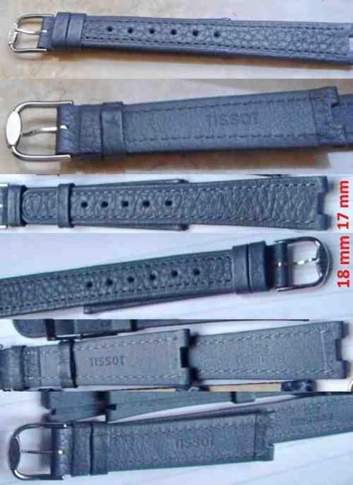 Bracelet Tissot cuir véritable encoche, Rockwatch, 17/18 mm, Handtassen en Accessoires, Armbanden, Nieuw, Leer, Grijs, Verzenden