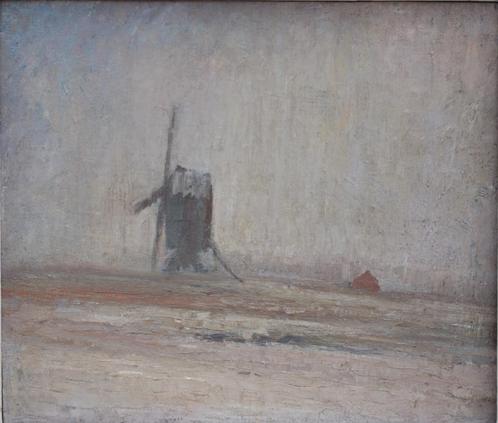 Emiel Boerewaart (1897-1965): Molenlandschap (71 x 65 cm), Antiek en Kunst, Kunst | Schilderijen | Klassiek, Ophalen of Verzenden