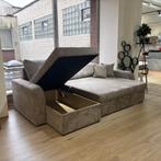 Hoekbank om te bouwen tot bed, opbergdoos, Overige materialen, 125 tot 150 cm, Velours côtelé, Hoekbank