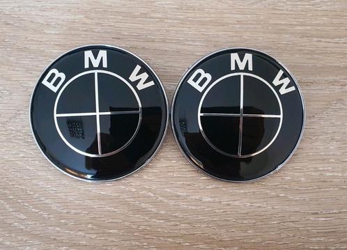 Bmw motorkap/kofferbak emblemen logo 2 x 82 mm full zwart, Auto-onderdelen, Klein materiaal, BMW, Nieuw, Ophalen of Verzenden