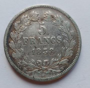 Frankrijk 5 francs 1838 W zilver