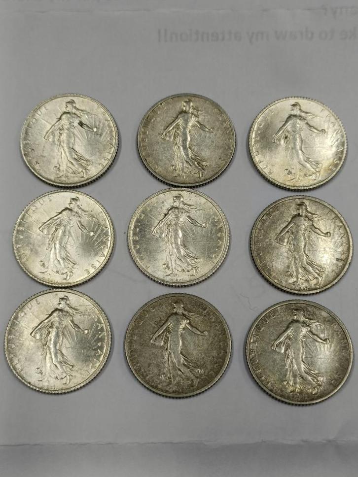 Vintage Silver Coins, Postzegels en Munten, Munten | Europa | Niet-Euromunten, Losse munt, Frankrijk, Zilver, Ophalen of Verzenden