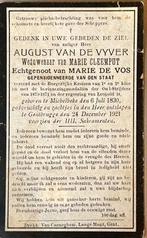 A vendre : bidprentje August VAN DE VYVER, Collections, Enlèvement ou Envoi, Image pieuse