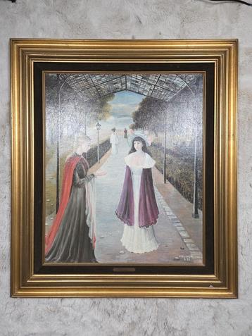 L’Accueil’–olieverfschilderij van P. Delvaux, 1981,ingelijst beschikbaar voor biedingen