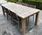 Teakhouten tuintafel + set van 8 stoelen, Tuin en Terras, Tuintafels, Ophalen, Gebruikt, Rechthoekig, Teakhout