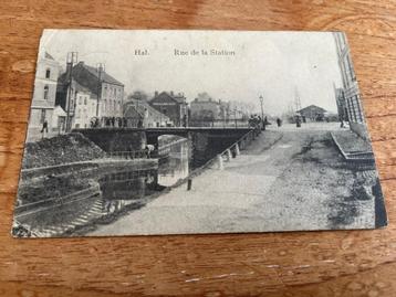 Postkaart Halle-Rue de la Station -1910