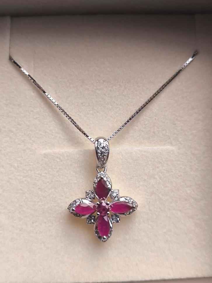 18k vergulde collier natuurlijke edelstenen incl certificaat, Handtassen en Accessoires, Kettingen, Ophalen of Verzenden