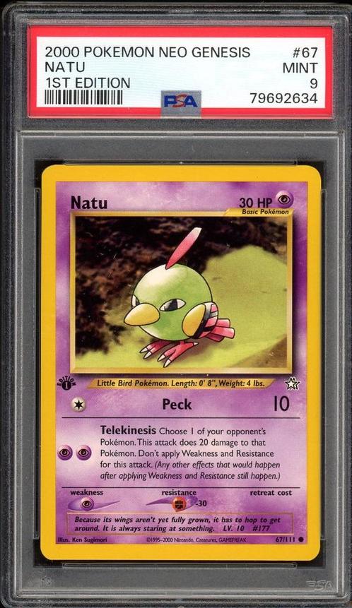 Natu 1ère édition PSA 9 - 67/111 - Neo Genesis 2000, Hobby & Loisirs créatifs, Jeux de cartes à collectionner | Pokémon, Comme neuf