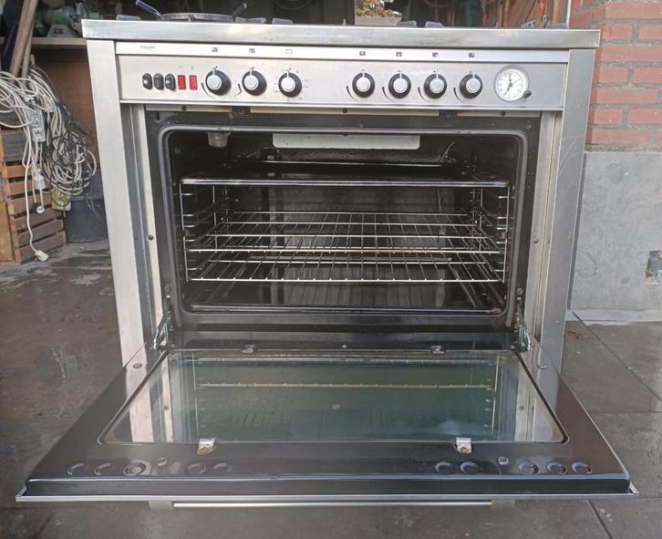 rvs fornuis elektrische oven met 6 pits aardgas kookplaat, Elektronische apparatuur, Fornuizen, Gebruikt, Vrijstaand, Elektrisch