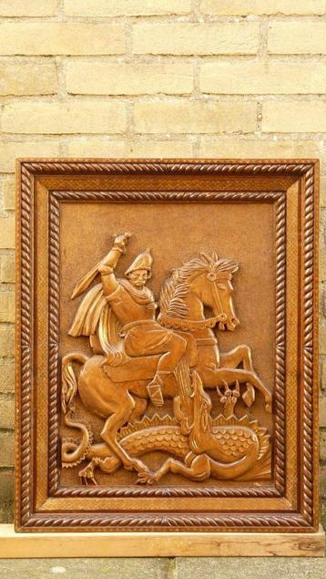 Sint Joris met de draak - handgestoken - 64 x 50 cm., Enlèvement ou Envoi