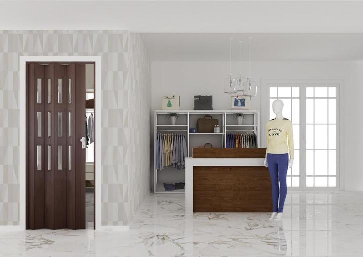 NU! Fortesrl Luciana vouwdeur met glas donker bruin 88.5x214, Huis en Inrichting, Woonaccessoires | Kamerschermen, Nieuw, Ophalen of Verzenden