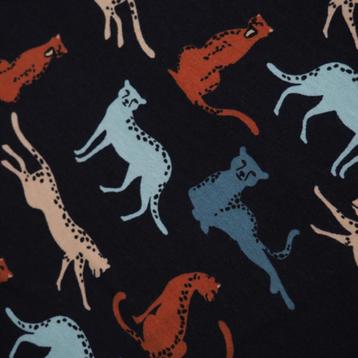 3329) 150x50cm sweat jogging stof cheeta donkerblauw beschikbaar voor biedingen