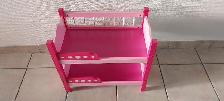 Roos houten stapelbed voor poppen, Kinderen en Baby's, Speelgoed | Poppen, Zo goed als nieuw, Ophalen
