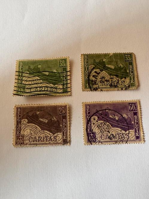 Lot 4 oude postzegels | Caritas Belgium | boot geannuleerd, Postzegels en Munten, Postzegels | Europa | België, Kunst, Ophalen of Verzenden