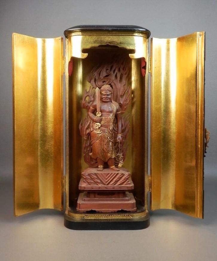 Zushi Buddha Acala Japans 38 cm, Antiek en Kunst, Antiek | Religieuze voorwerpen, Ophalen of Verzenden
