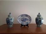 2 vazen delfts blauw (+sierschotel), Enlèvement ou Envoi