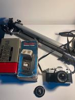 Analoge pakket met Canon AE-1 camera en toebehoren 35mm, Audio, Tv en Foto, Ophalen of Verzenden, Zo goed als nieuw, Spiegelreflex