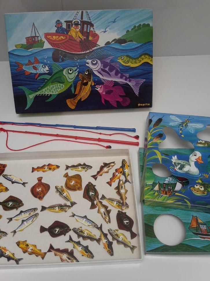 Vintage spel Visjes Vangen, 2 spelers, Papita, jaren ’80, Verzamelen, Speelgoed, Gebruikt, Ophalen of Verzenden