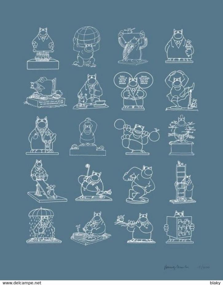 2022-SERIGRAPHIE  20 STATUES CHAT P. GELUCK - SIGNE - 2 MASQ, Collections, Statues & Figurines, Envoi