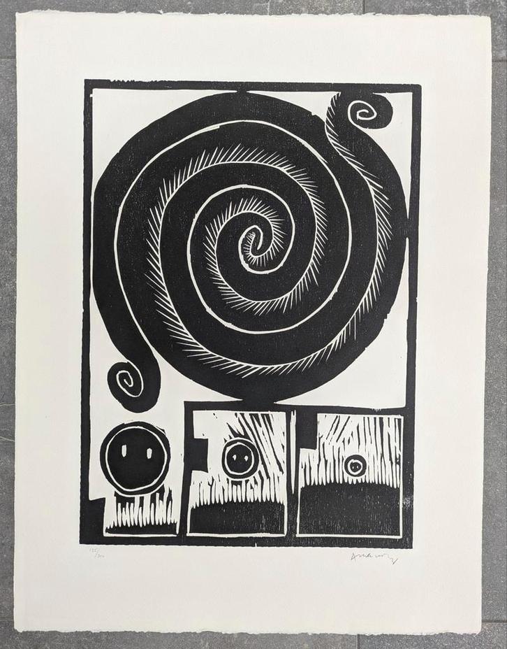 Houtsnede Pierre Alechinsky, Antiek en Kunst, Kunst | Litho's en Zeefdrukken, Ophalen of Verzenden