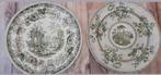 2 assiettes murales en porcelaine verte, Enlèvement ou Envoi
