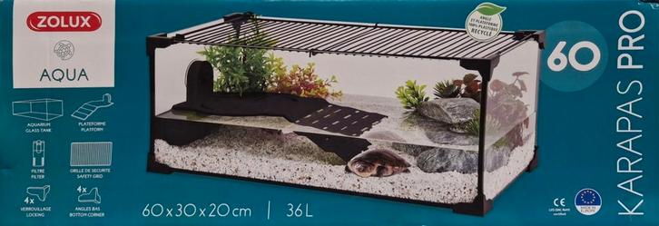 Aquarium Tortue 36l Karapas pro, Dieren en Toebehoren, Vissen | Aquaria en Toebehoren, Zo goed als nieuw, Ophalen