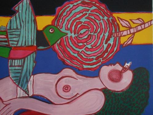 Corneille: "Nu a la Rose", Antiek en Kunst, Kunst | Schilderijen | Modern, Ophalen of Verzenden