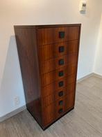 Hoge vintage ladekast van jaren 60 - 125 x 60 x 48, 25 à 50 cm, Enlèvement ou Envoi, 5 tiroirs ou plus, Utilisé