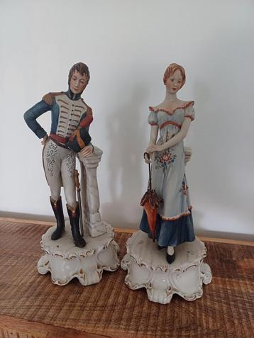 2 figurines grande taille Capodimonte  signé "M" lory