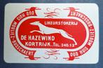 Speelkaart Kortrijk – Likeurstokerij Hazewind, rood C_103, Verzamelen, Ophalen of Verzenden, Gebruikt, Speelkaart(en)