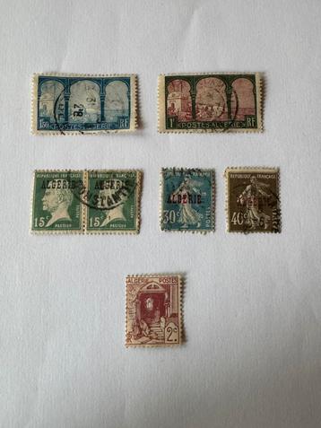 Lot 7 oude postzegels Algerije gebruikte Franse koloniën beschikbaar voor biedingen