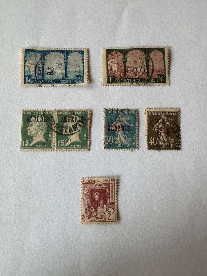 Lot 7 oude postzegels Algerije gebruikte Franse koloniën, Postzegels en Munten, Postzegels | Afrika, Ophalen of Verzenden