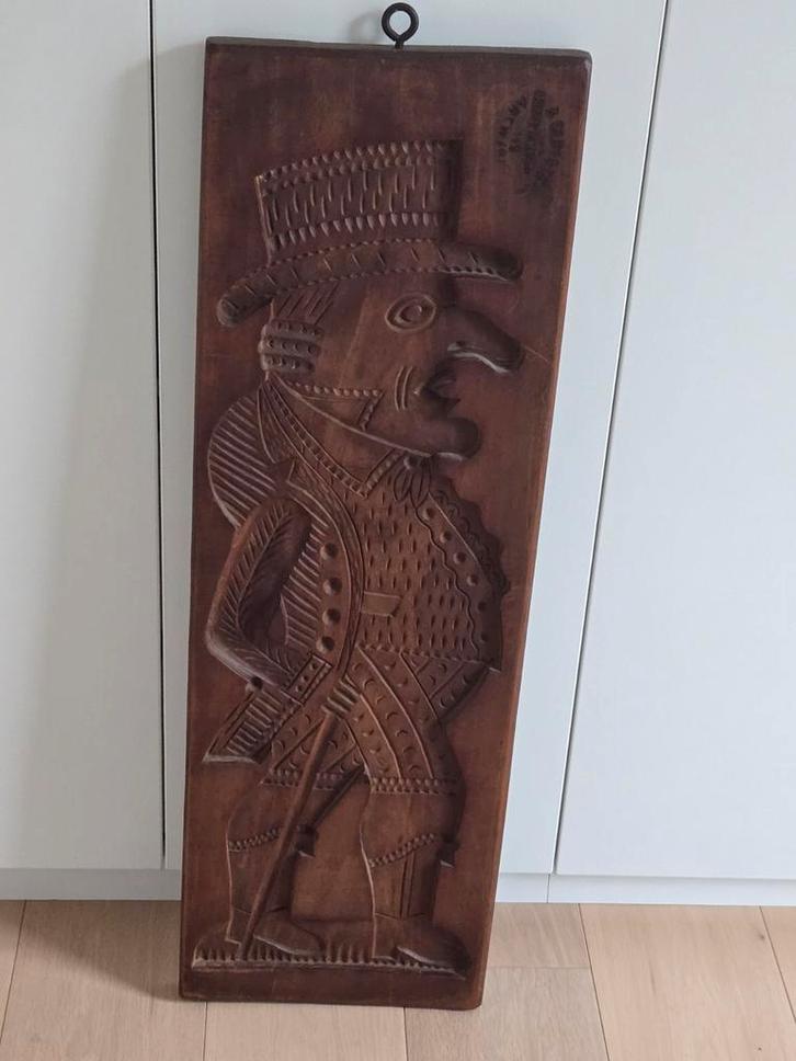 Super groot massief houte vintage Sint Niklaas vorm getekend, Antiek en Kunst, Antiek | Keukengerei, Ophalen of Verzenden