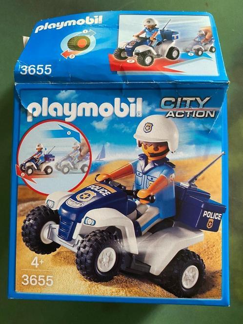 Playmobil Set 3655 + 6923 Rijdende politiewagen + politiemot, Kinderen en Baby's, Speelgoed | Playmobil, Zo goed als nieuw, Los Playmobil