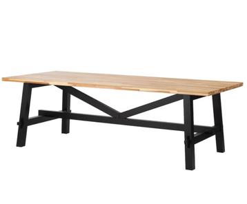 Eettafel 8p 235x100 cm (Skogsta) + 8 stoelen (Norraryd)