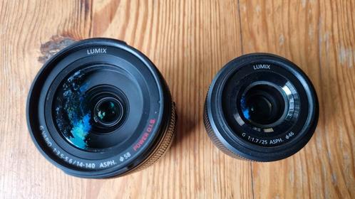 Panasonic Lumix zoom 14-140 en 25mm f1.7 met toebehoren, Audio, Tv en Foto, Foto | Lenzen en Objectieven, Zo goed als nieuw, Overige typen