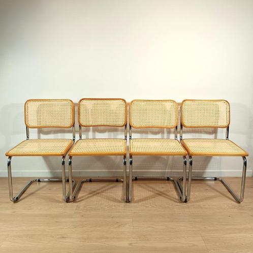 Set van 4 vintage Cesca stoelen, Huis en Inrichting, Stoelen, Gebruikt, Vier, Hout, Bruin, Ophalen