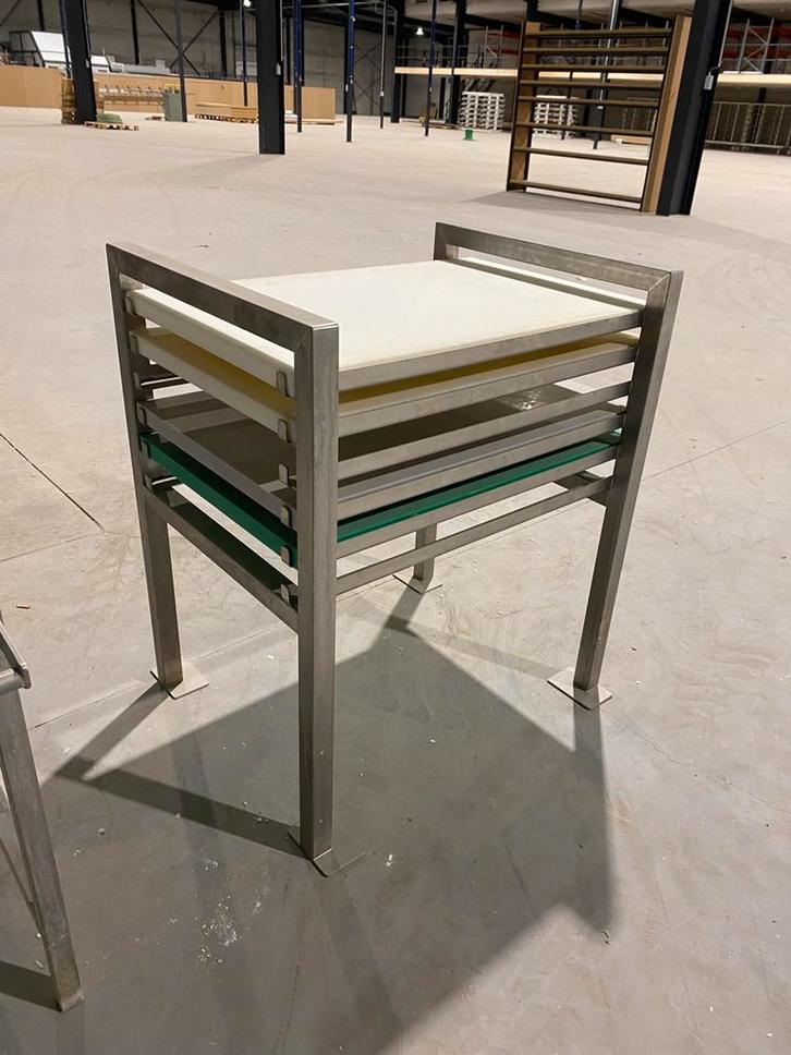 Snijtafelrek + onderstel in RVS - 800x600mm, Zakelijke goederen, Horeca | Keukenapparatuur, Bakkerij en Slagerij, Gebruikt, Ophalen