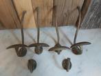 6 decoratieve oude koperen kapstok haken, Antiek en Kunst, Ophalen of Verzenden