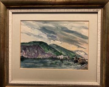 Schilderij berglandschap met haven beschikbaar voor biedingen