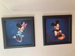 2 kaders Mickey en Minnie Mouse, Ophalen, Mickey Mouse, Zo goed als nieuw, Plaatje of Poster
