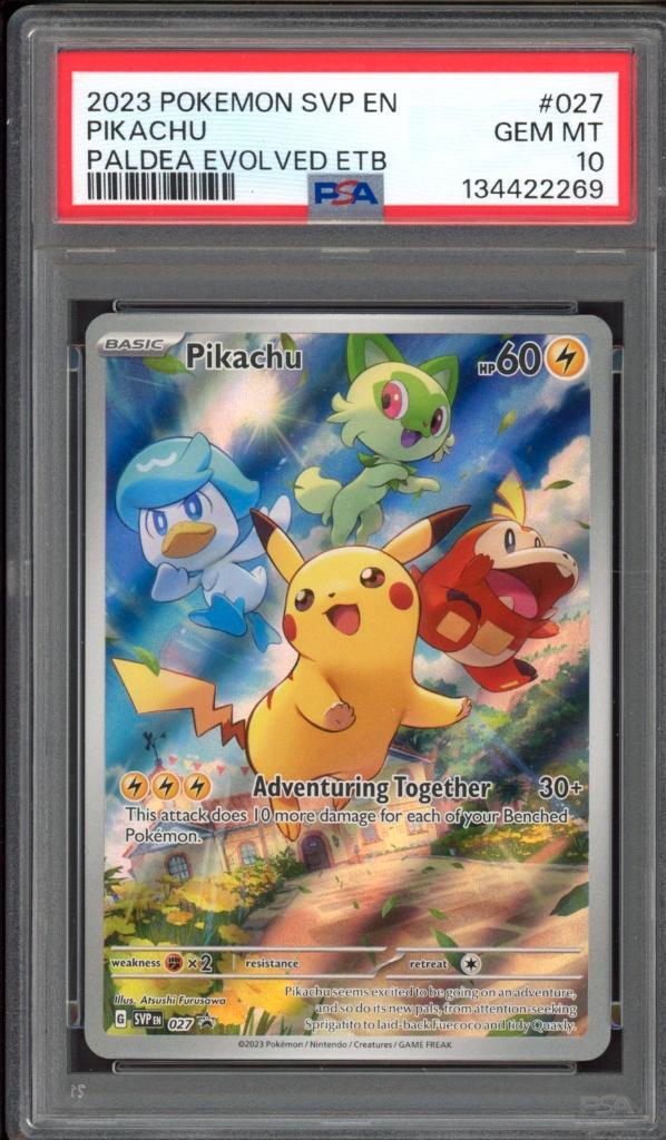 Pikachu PSA 10 - SVP027 - Scarlett and Violet Promo 2023, Hobby en Vrije tijd, Verzamelkaartspellen | Pokémon, Zo goed als nieuw