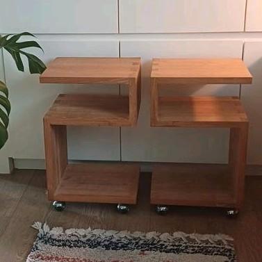 Nachttafels teak Roll-It SOLIDwood S-Desig, Huis en Inrichting, Tafels | Salontafels, Ophalen