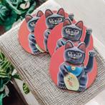 Set de 4 sous-verres Lotto - Maneki Neko - Chat noir sur fon, Ophalen of Verzenden, Zo goed als nieuw, Overig