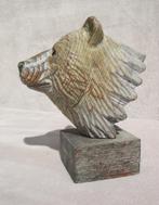 Houten berenkop - bord sculptuur - egel  zwarte woud., Antiek en Kunst, Ophalen
