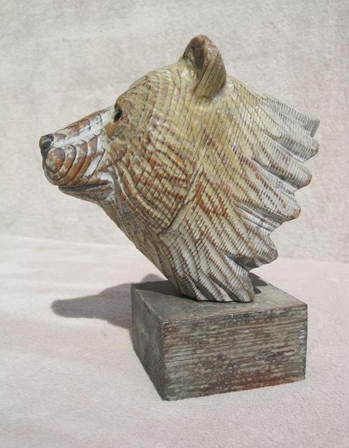 Houten berenkop - bord sculptuur - egel  zwarte woud., Antiek en Kunst, Kunst | Beelden en Houtsnijwerken, Ophalen